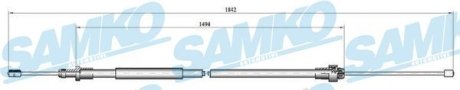 Трос ручного гальма.r. BERLINGO PARTNER 1820/1480 /P/ SAMKO C0094B