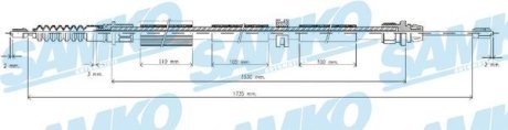 Трос ручного гальма.r. MONDEO III 1735/1532 SAMKO C0262B
