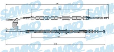 Трос ручного гальма.r. ASTRA H 1660/1480+1640/1460 tarcze SAMKO C0538B