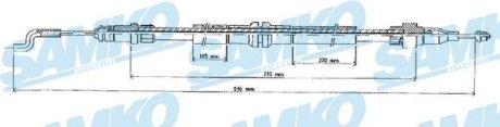 Трос ручного гальма.r. T4 935/720 SAMKO C0898B
