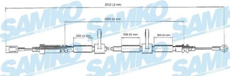 Трос ручного гальма.r. CI/FI/PE prz. 1910/1650 SAMKO C0985B