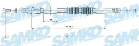 Трос ручного гальма.r. CI/FI/PE 1730/1590 SAMKO C1028B