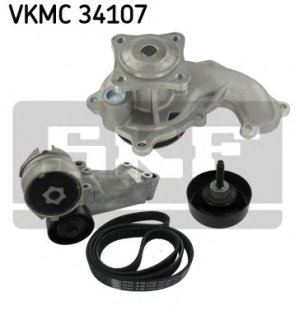 Насос води + комплект ручейковых ремней SKF VKMC34107