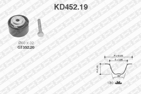 Ремень+ролик, 2.5D (тефлон) SNR SNR NTN KD45219