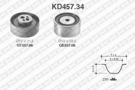 Комплект ремня ГРМ SNR NTN KD45734 (фото 1)