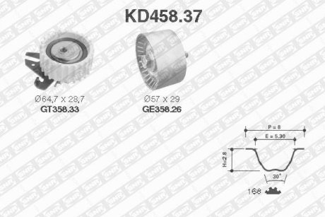 Комплект ремня ГРМ SNR NTN KD45837 (фото 1)