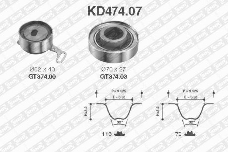 Набір ГРМ (ремінь + ролик) SNR SNR NTN KD474.07