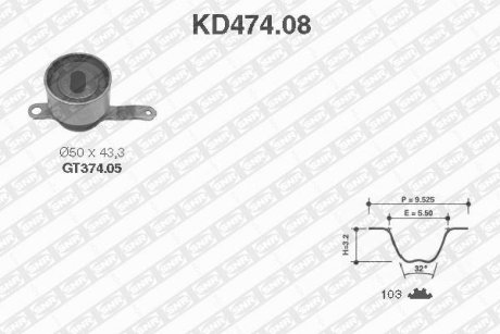 Набір ГРМ (ремінь + ролик) SNR SNR NTN KD47408