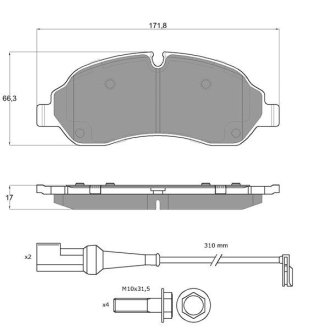 KLOCKI HAMULCOWE FORD TRANSIT, TOURNEO PRZOD KPL STARLINE BDS951