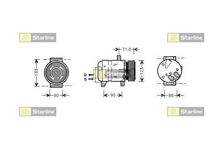 Комп-р кондиц. [OE 82 00 050 141] RENAULT MEGANE I / SCENIC / NISSAN ALMERA / QASHQAI STARLINE DKSTK0245 (фото 1)