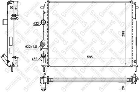Радіатор системи охолодження з AC STELLOX 10-25038-SX