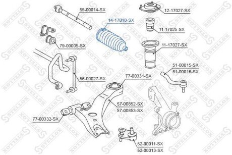 Пильник рейки рульової STELLOX 14-17010-SX