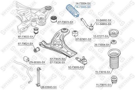 Пильник рейки рульової з гідропідсилювачем STELLOX 14-73005-SX (фото 1)