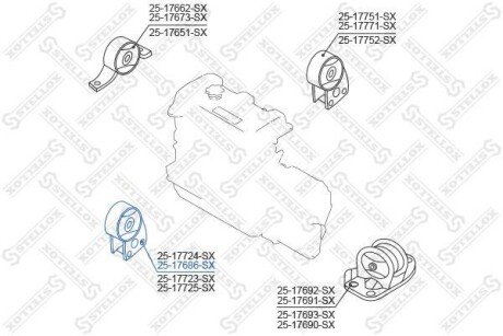 Подушка двигуна передня STELLOX 25-17686-SX