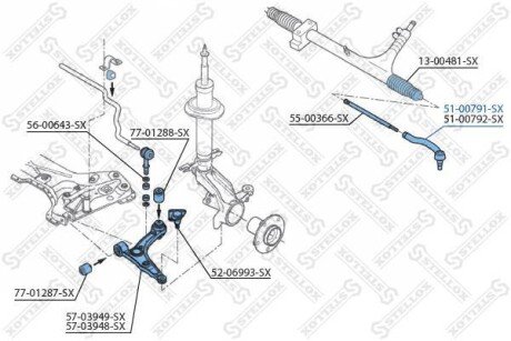 Наконечник рульової лівий STELLOX 5100791SX