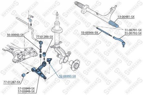 Опора шаровая MB SPRINTER 208-416, VW LT 28-46 95-06 передн. STELLOX 5206993SX