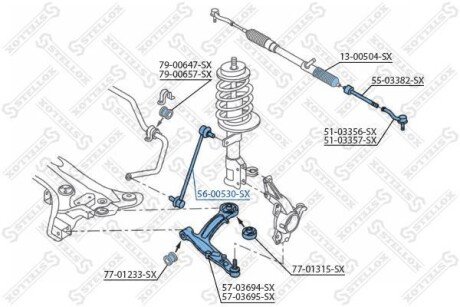 Тяга стабілізатора переднього STELLOX 56-00530-SX