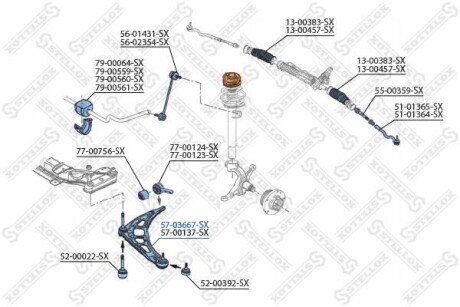 Рычаг независимой подвески колеса, подвеска колеса STELLOX 57-03667-SX