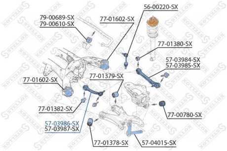 Важіль задньої підвіски верхніх лівий зі стопорною гайкою STELLOX 5703986SX