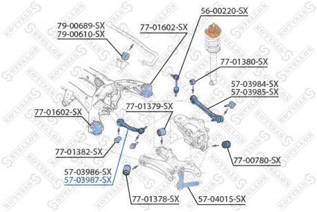 Важіль задньої підвіски верхній правий зі стопорною гайкою STELLOX 5703987SX