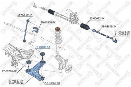 Сайлентблок важеля заднього STELLOX 77-00183-SX