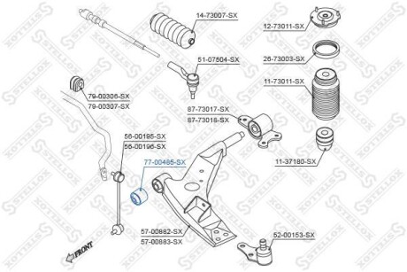 Сайлентблок важеля переднього лівий і правий STELLOX 7700485SX