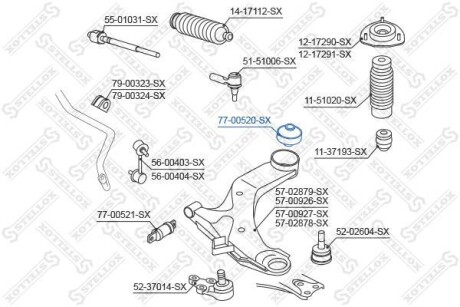 Сайлентблок переднього важеля задній STELLOX 7700520SX