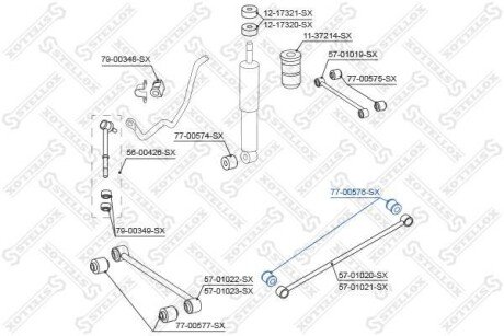 Сайлентблок тяги задньої підвіски поперечний STELLOX 77-00576-SX