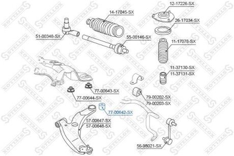 Сайлентблок задній переднього важеля STELLOX 77-00642-SX
