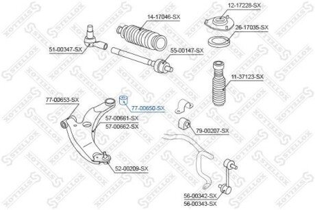 Сайлентблок важеля переднього рухомого задній STELLOX 7700650SX