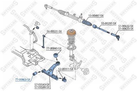Подвеска, рычаг независимой подвески колеса STELLOX 77-00863-SX