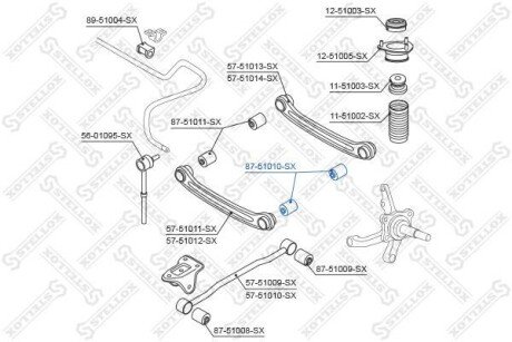 С/блок заднього поперечного важеля зовн. Hyundai Accent II 1.3-1.6 00-05 STELLOX 87-51010-SX