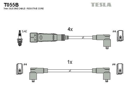 Комплект кабелiв запалювання TESLA T055B