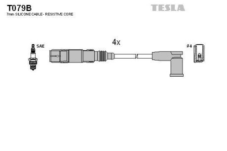 Комплект проводов зажигания TESLA T079B