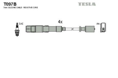 Комплект проводов зажигания TESLA T097B