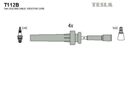 Комплект проводов зажигания TESLA T112B