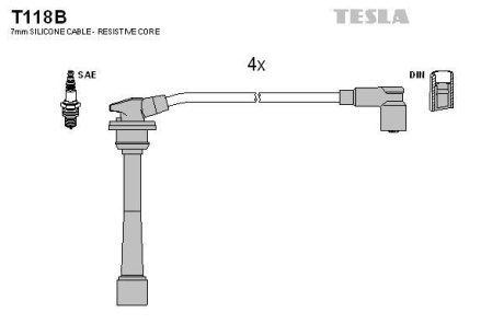 Провода высоковольтные, комплект Kia Ceed 2.0 (06-12),Kia Ceed sw 2.0 (07-12) BLATNA TESLA T118B