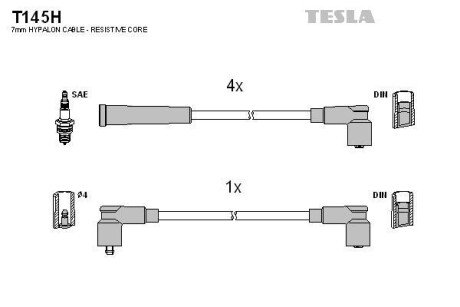 Комплект проводов зажигания TESLA T145H