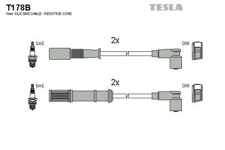 Комплект проводов зажигания TESLA T178B