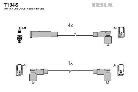 Комплект проводов зажигания TESLA T194S