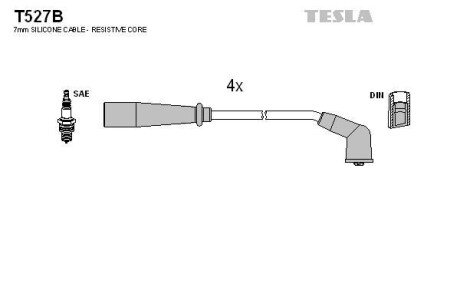 Комплект проводов зажигания TESLA T527B