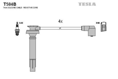 Комплект проводов зажигания TESLA T584B (фото 1)