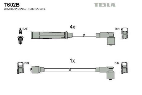 Комплект проводов зажигания TESLA T602B