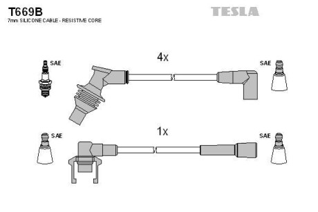 Комплект проводов зажигания TESLA T669B