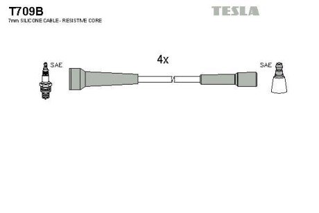 Комплект проводов зажигания TESLA T709B