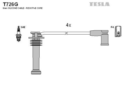 К-т дротів високої напруги TESLA T726G