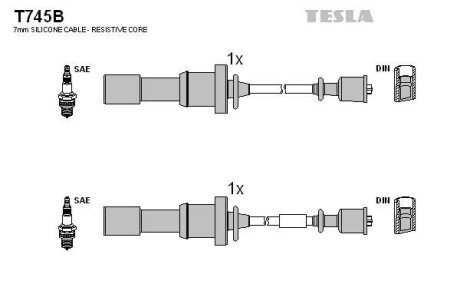 Комплект проводов зажигания TESLA T745B