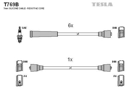 Комплект кабелiв запалювання TESLA T769B