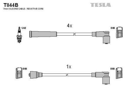 Комплект проводов зажигания TESLA T844B