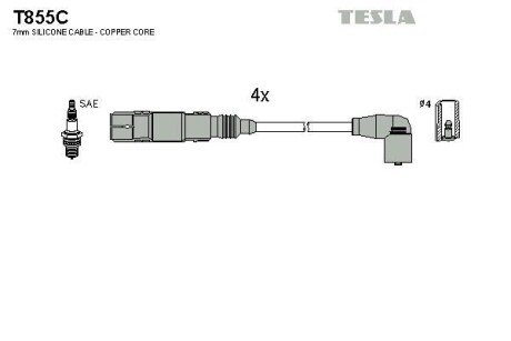 Комплект проводов зажигания TESLA T855C